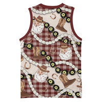 Cowboy Hawaii Mele Kalikimaka Basketball Jersey Paniolo Kukui Nut Pikake Lei Burgundy Version - Polynesian Pride