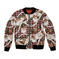 Cowboy Hawaii Mele Kalikimaka Bomber Jacket Paniolo Kukui Nut Pikake Lei Burgundy Version - Polynesian Pride