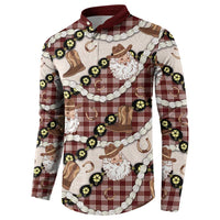 Cowboy Hawaii Mele Kalikimaka Button Sweatshirt Paniolo Kukui Nut Pikake Lei Burgundy Version - Polynesian Pride