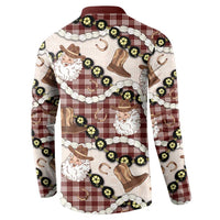 Cowboy Hawaii Mele Kalikimaka Button Sweatshirt Paniolo Kukui Nut Pikake Lei Burgundy Version - Polynesian Pride