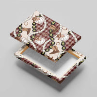 Cowboy Hawaii Mele Kalikimaka Canvas Wall Art Paniolo Kukui Nut Pikake Lei Burgundy Version - Polynesian Pride