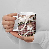 Cowboy Hawaii Mele Kalikimaka Ceramic Mug Paniolo Kukui Nut Pikake Lei Burgundy Version - Polynesian Pride