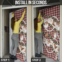 Cowboy Hawaii Mele Kalikimaka Door Cover Paniolo Kukui Nut Pikake Lei Burgundy Version - Polynesian Pride