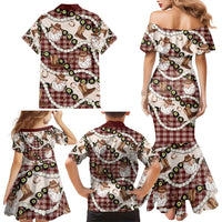 Cowboy Hawaii Mele Kalikimaka Family Matching Mermaid Dress and Hawaiian Shirt Paniolo Kukui Nut Pikake Lei Burgundy Version LT14 - Polynesian Pride
