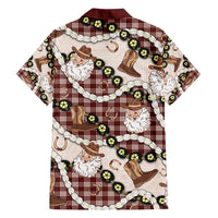 Cowboy Hawaii Mele Kalikimaka Family Matching Off Shoulder Maxi Dress and Hawaiian Shirt Paniolo Kukui Nut Pikake Lei Burgundy Version LT14 - Polynesian Pride