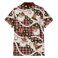 Cowboy Hawaii Mele Kalikimaka Family Matching Puletasi and Hawaiian Shirt Paniolo Kukui Nut Pikake Lei Burgundy Version LT14 - Polynesian Pride