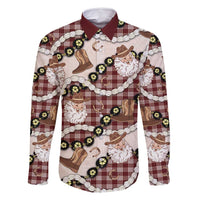 Cowboy Hawaii Mele Kalikimaka Family Matching Summer Maxi Dress and Hawaiian Shirt Paniolo Kukui Nut Pikake Lei Burgundy Version LT14 Dad's Shirt - Long Sleeve Burgundy - Polynesian Pride