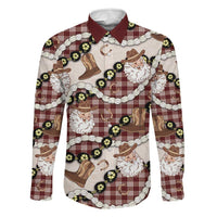 Cowboy Hawaii Mele Kalikimaka Family Matching Tank Maxi Dress and Hawaiian Shirt Paniolo Kukui Nut Pikake Lei Burgundy Version LT14 Dad's Shirt - Long Sleeve Burgundy - Polynesian Pride