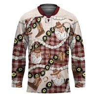 Cowboy Hawaii Mele Kalikimaka Hockey Jersey Paniolo Kukui Nut Pikake Lei Burgundy Version - Polynesian Pride