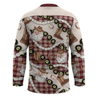 Cowboy Hawaii Mele Kalikimaka Hockey Jersey Paniolo Kukui Nut Pikake Lei Burgundy Version - Polynesian Pride