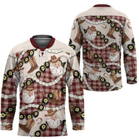 Cowboy Hawaii Mele Kalikimaka Hockey Jersey Paniolo Kukui Nut Pikake Lei Burgundy Version - Polynesian Pride