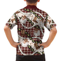 Cowboy Hawaii Mele Kalikimaka Kid Hawaiian Shirt Paniolo Kukui Nut Pikake Lei Burgundy Version - Polynesian Pride