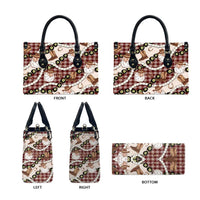 Cowboy Hawaii Mele Kalikimaka Leather Bag Paniolo Kukui Nut Pikake Lei Burgundy Version - Polynesian Pride