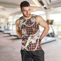 Cowboy Hawaii Mele Kalikimaka Men Tank Top Paniolo Kukui Nut Pikake Lei Burgundy Version - Polynesian Pride