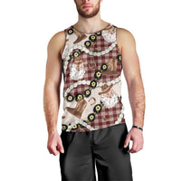 Cowboy Hawaii Mele Kalikimaka Men Tank Top Paniolo Kukui Nut Pikake Lei Burgundy Version - Polynesian Pride