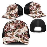 Cowboy Hawaii Mele Kalikimaka Mesh Trucker Cap Paniolo Kukui Nut Pikake Lei Burgundy Version - Polynesian Pride