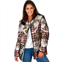 Cowboy Hawaii Mele Kalikimaka Padded Jacket Paniolo Kukui Nut Pikake Lei Burgundy Version - Polynesian Pride