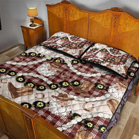 Cowboy Hawaii Mele Kalikimaka Quilt Bed Set Paniolo Kukui Nut Pikake Lei Burgundy Version - Polynesian Pride