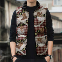 Cowboy Hawaii Mele Kalikimaka Sleeveless Puffer Jacket Paniolo Kukui Nut Pikake Lei Burgundy Version - Polynesian Pride