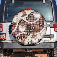 Cowboy Hawaii Mele Kalikimaka Spare Tire Cover Paniolo Kukui Nut Pikake Lei Burgundy Version - Polynesian Pride
