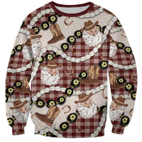 Cowboy Hawaii Mele Kalikimaka Sweatshirt Paniolo Kukui Nut Pikake Lei Burgundy Version - Polynesian Pride