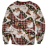 Cowboy Hawaii Mele Kalikimaka Sweatshirt Paniolo Kukui Nut Pikake Lei Burgundy Version - Polynesian Pride