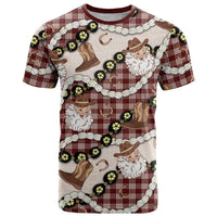 Cowboy Hawaii Mele Kalikimaka T Shirt Paniolo Kukui Nut Pikake Lei Burgundy Version - Polynesian Pride