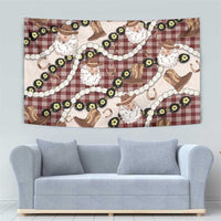 Cowboy Hawaii Mele Kalikimaka Tapestry Paniolo Kukui Nut Pikake Lei Burgundy Version - Polynesian Pride