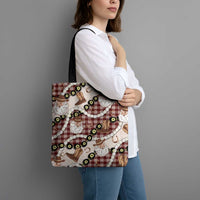 Cowboy Hawaii Mele Kalikimaka Tote Bag Paniolo Kukui Nut Pikake Lei Burgundy Version - Polynesian Pride