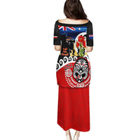 New Zealand Waitangi And ANZAC Day Family Matching Puletasi and Hawaiian Shirt Aotearoa Maori Tiki With Last Post LT14 - Polynesian Pride