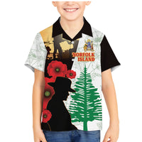 Norfolk Island ANZAC Day Family Matching Mermaid Dress and Hawaiian Shirt Pine Tree With Poppies Lest We Forget LT14 Son's Shirt White - Polynesian Pride