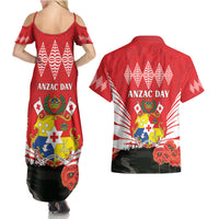 Tonga ANZAC Day Couples Matching Summer Maxi Dress and Hawaiian Shirt Camouflage With Poppies Lest We Forget LT14 - Polynesian Pride