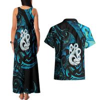 Manaia New Zealand Matariki Couples Matching Tank Maxi Dress and Hawaiian Shirt NZ Paua Shell Maori Art LT14 - Polynesian Pride