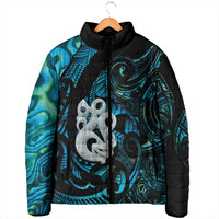 Manaia New Zealand Matariki Padded Jacket NZ Paua Shell Maori Art