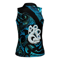 Manaia New Zealand Matariki Women Sleeveless Polo Shirt NZ Paua Shell Maori Art