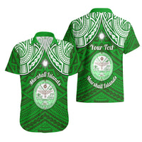 Personalised Marshall Islands Hawaiian Shirt Green Polynesian Tribal Mix Coat Of Arms LT14 - Polynesian Pride