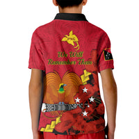 Polynesian Pride Remembrance Day PNG Kid Polo Shirt Papua New Guinea We Will Remember Them LT14 - Polynesian Pride