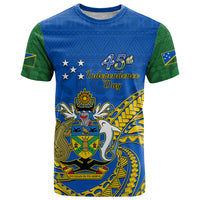 Polynesian Pride Independence Day Solomon Islands T Shirt Happy 45th Anniversary LT14 Blue - Polynesian Pride