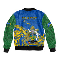 Personalised Independence Day Solomon Islands Sleeve Zip Bomber Jacket Happy 45th Anniversary LT14 - Polynesian Pride