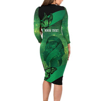 Personalised World Mental Health Awareness Month Family Matching Long Sleeve Bodycon Dress and Hawaiian Shirt Warriors Brave Strong Galaxy Vibes