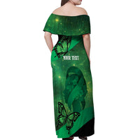 Personalised World Mental Health Awareness Month Off Shoulder Maxi Dress Warriors Brave Strong Galaxy Vibes
