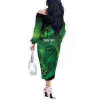 Personalised World Mental Health Awareness Month Off The Shoulder Long Sleeve Dress Warriors Brave Strong Galaxy Vibes