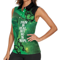 Personalised World Mental Health Awareness Month Women Sleeveless Polo Shirt Warriors Brave Strong Galaxy Vibes