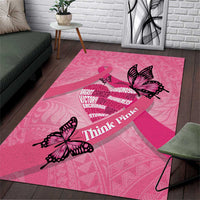 Polynesia Breast Cancer Awareness Month Area Rug Pink Ribbon Mix Butterflies