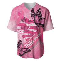 Polynesia Breast Cancer Awareness Month Baseball Jersey Pink Ribbon Mix Butterflies