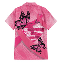 Polynesia Breast Cancer Awareness Month Family Matching Puletasi and Hawaiian Shirt Pink Ribbon Mix Butterflies