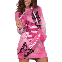 Polynesia Breast Cancer Awareness Month Hoodie Dress Pink Ribbon Mix Butterflies