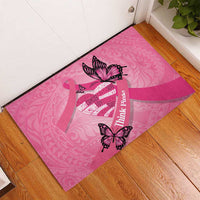 Polynesia Breast Cancer Awareness Month Rubber Doormat Pink Ribbon Mix Butterflies