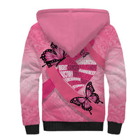 Polynesia Breast Cancer Awareness Month Sherpa Hoodie Pink Ribbon Mix Butterflies