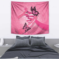 Polynesia Breast Cancer Awareness Month Tapestry Pink Ribbon Mix Butterflies